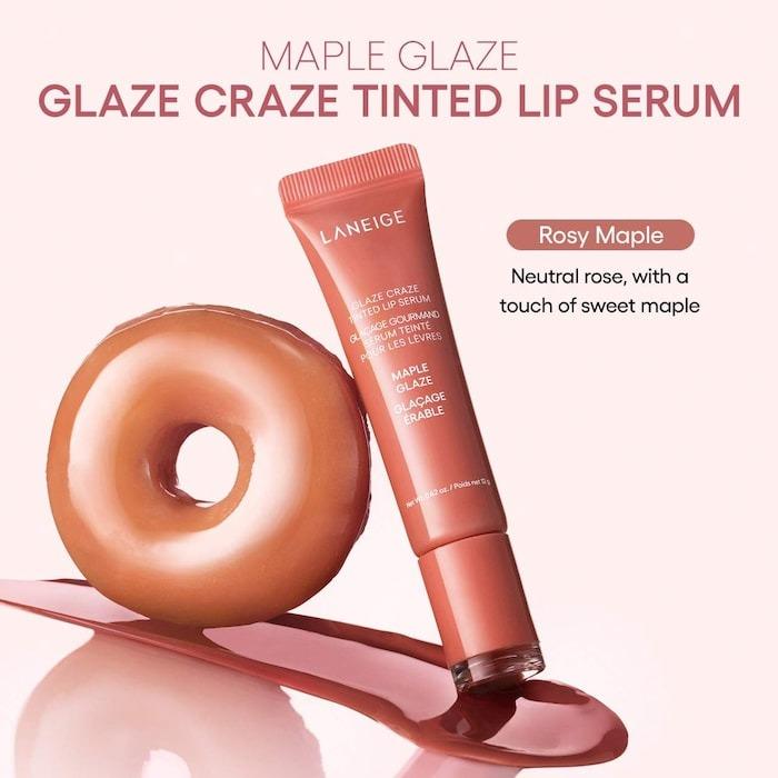 LANEIGE  Glaze Craze Tinted Polypeptide Lip Serum Maple Glaze - Rosy Maple