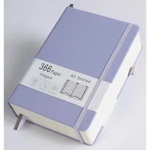 Thick  Dotted Journal with 366 Numbered Pages, A5 Journal for Writing with 100GSM Dot Grid Paper, Hardcover Leather Notebooks for Women Men School Note Taking Work Diary, 5.7"x8.3" Lavender