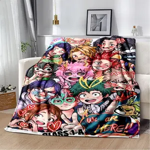 My Hero Academia Deku Bakugo 3D Cartoon Blanket Ultra Soft Flannel Cozy Warm Bedroom Couch Sofa Home Travel Picnic Throw Cover Decor Decorative Throw Perfect Birthday Gift Christmas Gift for Anime Fans Kids Teens Adults Men Women Plus Ultra Hero Style