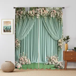 Landscape Pattern Door Curtain, 2 Counts/set Modern Door Curtain, Home Decor for Living Room Bedroom, Room Divider Curtain