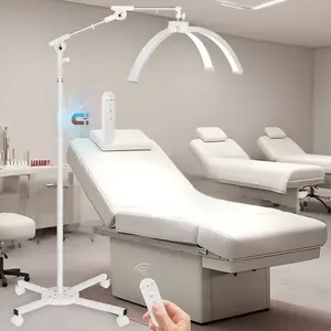 Beauty Lash Light,LED Half Moon Lamp ,Adjustable Brightness,Height & Angle,Moon Light for Eyelash Techs & Lash Artists , 360° Rotating Professional Floor Lamp