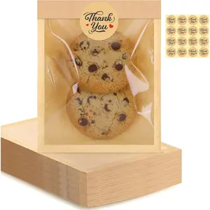 120 Pack Cookie Bags with Seal 5.1x7.5 Inch Self Sealing Paper Bakery Bags with Window Heat Sealable & Grease Resistant To Go Sleeves for Donuts Scone Brownie Snacks