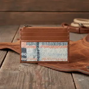 Myra Pastel Desert Sunrise Card Holder – Western Canvas & Leather Slim Wallet