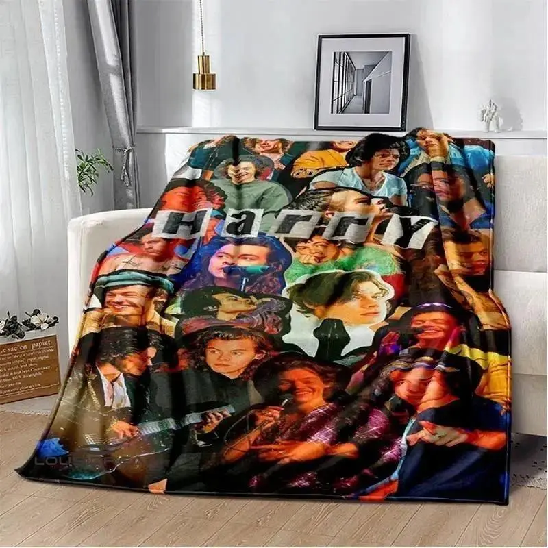 Harry Styles Singer Printed Flannel Blanket Soft Warm Picnic Throw for Bed Sofa Cozy Comfortable for Bedding Travel Bedroom Decor Birthday Christmas Gift for Music Fans