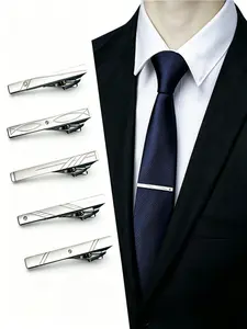 Set of 5 Tie Clips for Business Formal Wear, Unisex Fashion Accessories, Perfect for Office, Elegant Gift Choice