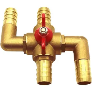 4-way Automobile Heating Water Valve Brass Automotive Integrated Manual Control Valve Heater Core Bypass 5/8in