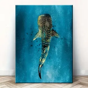 1 Unique Style Solid Wood Frame Canvas Painting Giant Whale Shark_ Perfect for Home Decoration, Festive Occasions And Gifts for Him/her.Suitable for Living Room And Bedroom, Ready to Hang, 2D Flat, Perfect for Room Decor	