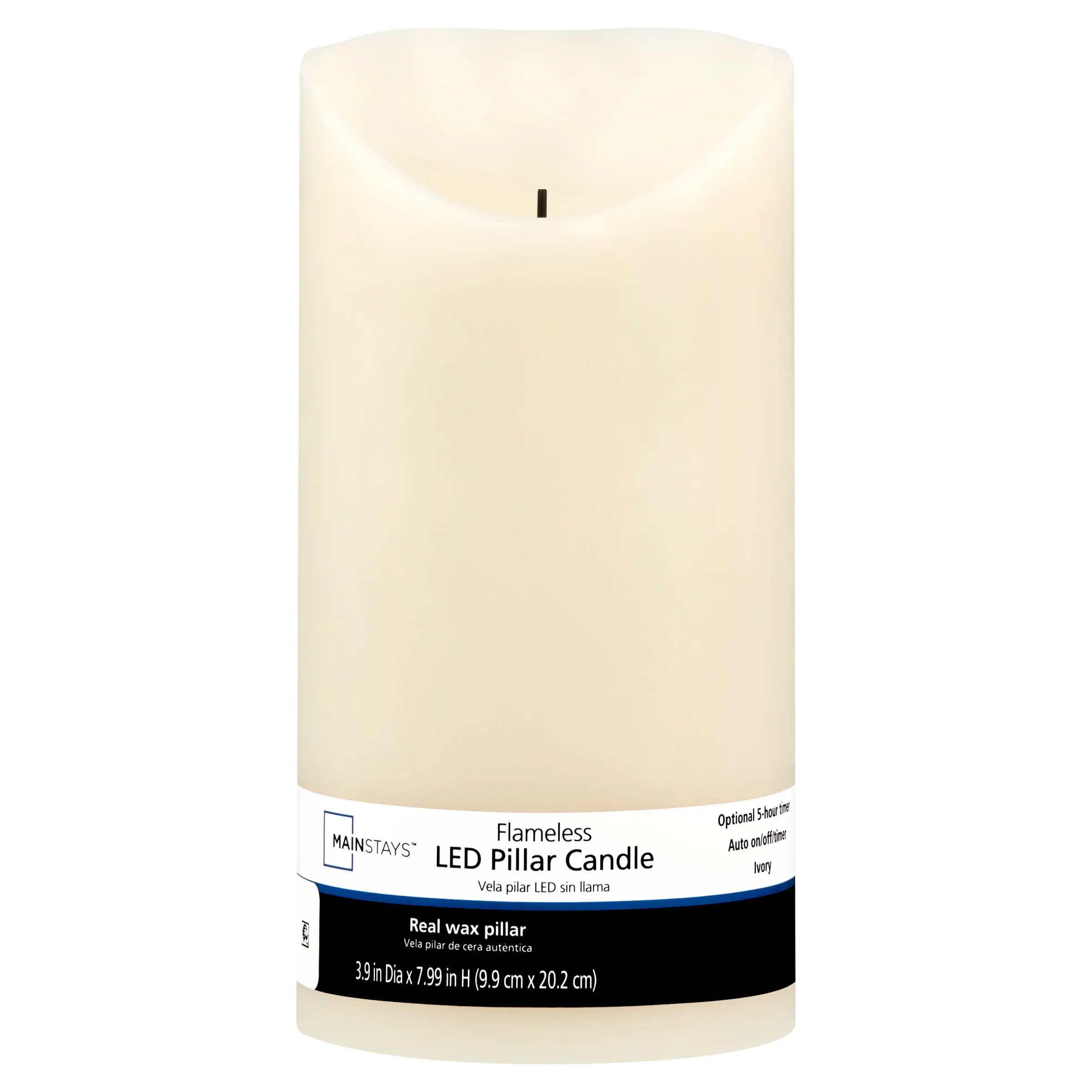 Mainstays Unscented Flameless Pillar Candle, Ivory, 4 x 8 in