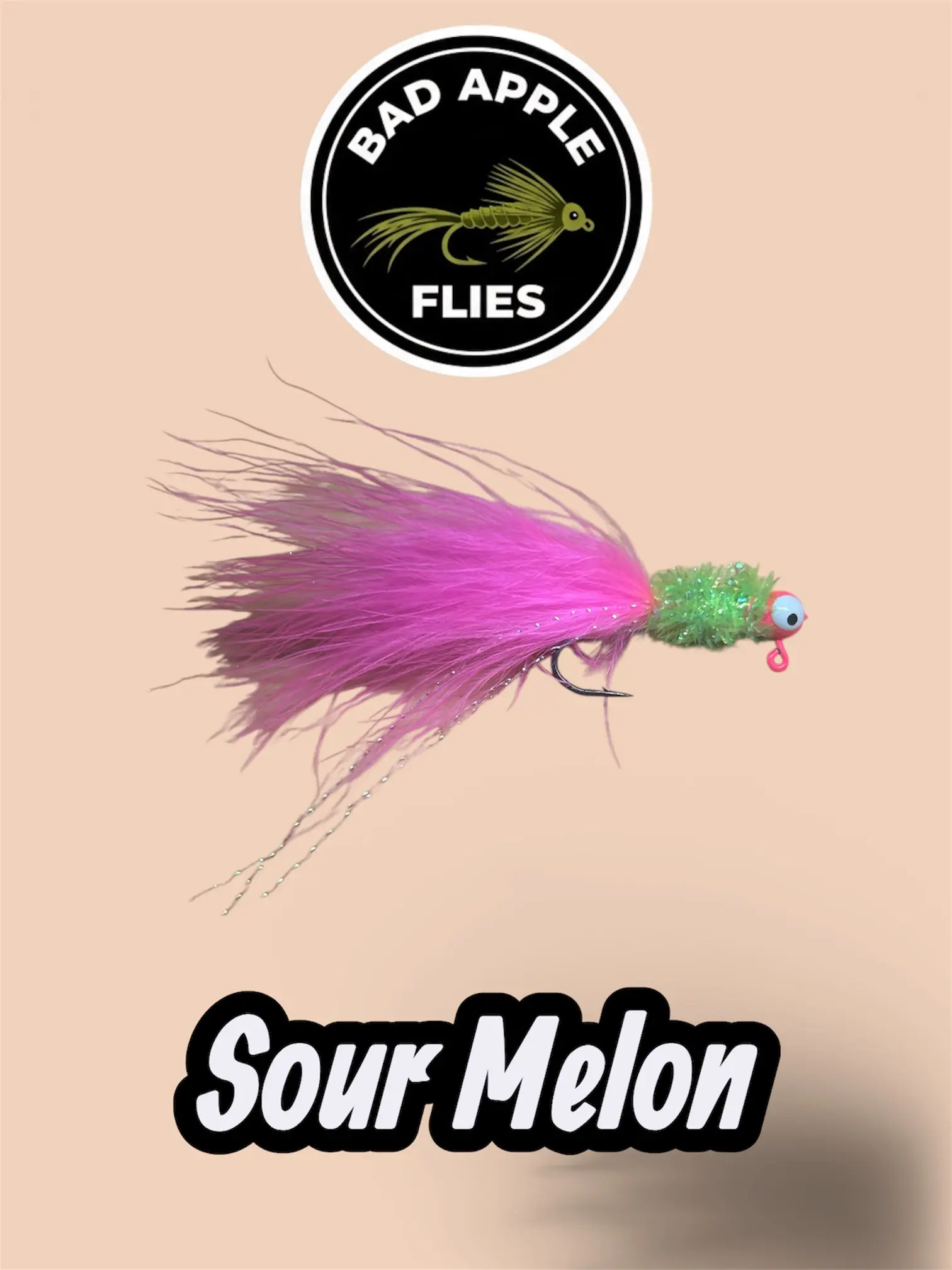 Bad Apple Flies Hand-Tied Sour Melon Crappie Jig Premium Marabou & Chenille Panfish Lure 3-Pack for Versatile Fishing