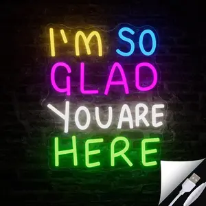 Neon Sign I'm so Glad You Are Here, USB Powered Adjustable Brightness, Perfect for Parties Weddings Bars Restaurants Hotels Christmas Decorations, Led Neon Lights, Decorative Neon Light