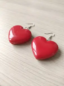 Energy Heart Drop Earrings, Cute Alloy Chain, All-Season Jewelry, Bright Finish, Perfect for Teen Girls, No Precious Metal Plating