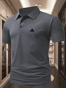 Men's Summer Polo Shirt with Unique Pattern, Comfortable Jacquard Short Sleeve, Stylish Textured Collar, Casual Business Daily Wear Gift, Fitted, Geometric, Top, Menswear
