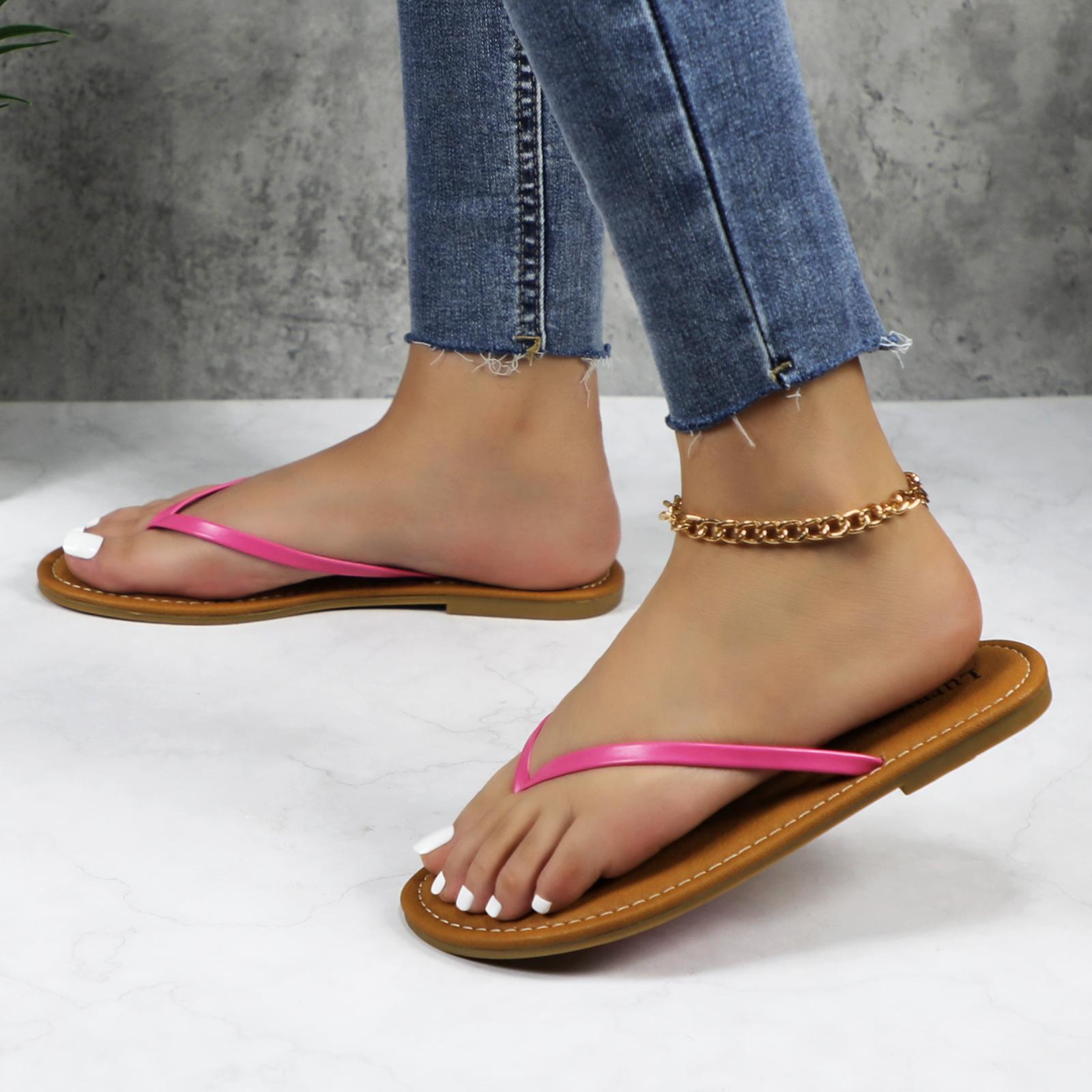 Flip Flops for Women | Vacation Beach Essentials | Casual Women Footwear | Thong Sandal Walking Shoes Lightweight Girl