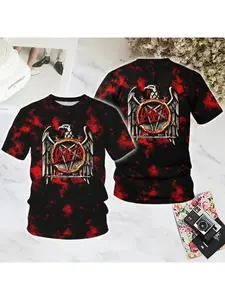 Limited Edition Rock Killer 3D Print T-Shirt, Unisex Short-Sleeve, Crew Neck, Loose Fit, Street Style, Y2K Men's Top, Hip Hop Trendy Cool Style