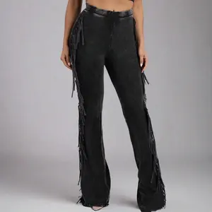 Charcoal Fringed Pants