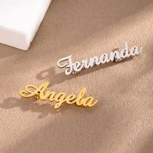 Y1326 Personalized Custom Name Brooch Stainless Steel Letter Brooch Gift for Men and Women