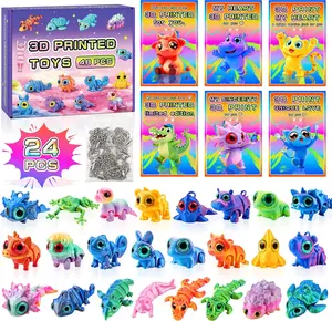 Mother's Day Gift  for Kids 24 Pcs 3D Printed Animals Toys with Valentine Cards Children's Valentine's Day Toys for Classroom Exchange Party Favors Gift for Boys Girls Toddlers