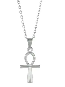 Men's Fashionable All-match Hollow Out Cross Charm Pendant Necklace, Ankh Necklace, Trendy Exquisite Punk Style Jewelry for Birthday Gift without Box