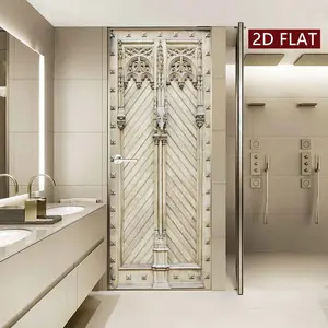 Diagonal Pattern Relief Door Sticker, 2 Counts Door Sticker, Easy Apply Peel & Stick, 2D/ Flat Waterproof & Scratch Resistant Decoration Painting, Ornaments