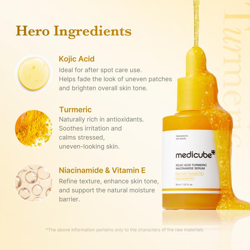 [medicube] Kojic Acid Turmeric Serum for Face & Body | For Uneven Skin Tone & Texture | Niacinamide, Glycolic Acid for Clear Glass Skin | Korean Skin Care | 250ml