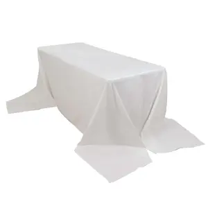 100% Cotton 90"x156" Rectangle Tablecloth White Linen - Seamless, Soft & Breathable Table Cover