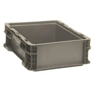 212 MAIN Heavy-Duty Gray Straight Wall Stacking Container, Durable Plastic Hand Organiser with Hand Grips - 12x15x5in Storage/Shipping Box for Automotive Accessories, Saves Space & Eases Tasks
