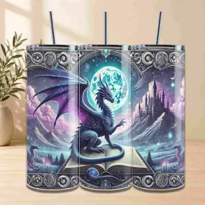 Moonlight Dragon Dreams Glitter Tumbler