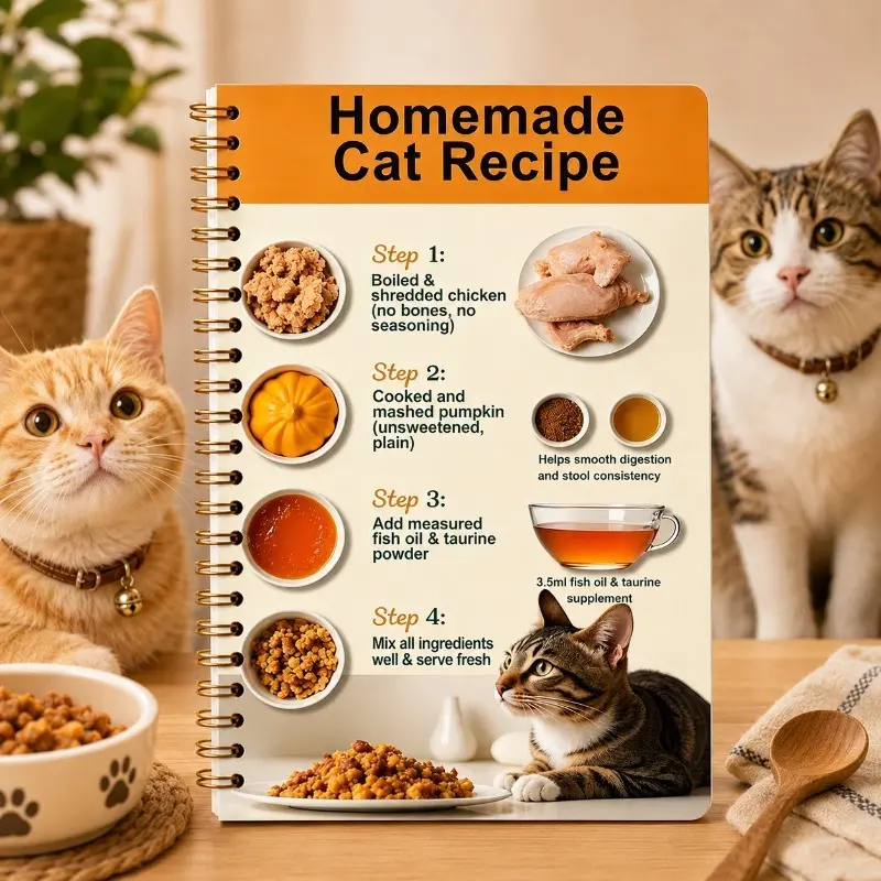 Cat Treat Recipe Organizer, Spiral Pet Recipe Notebook with Meal Ideas for Cats & Dogs, Track Homemade Meals, Treats & Feeding Habits Easily