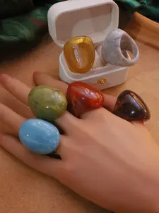 Bohemian Style Wide Resin Ring, Boho Style Rings, Witchy Jewelry, Unique Fashion Statement for Daily Wear, Elegant Gift for Valentine's Day or Mother's Day