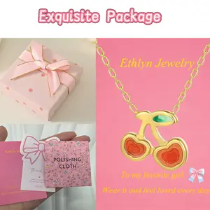 MY2437 Valentine‘s Day Gifts for girls women Golden/Silver Cherry Pendant Necklace  waterproof