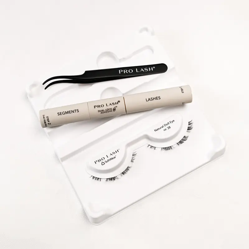 Pro Lash SoftWear Clean Girl Fluffy Mini Cluster Lashes Kit - Natural-Looking, Lightweight 7-Day False Eyelash Extensions with Dual Lock Glue & Tweezers - Cosmetic Makeup Tool