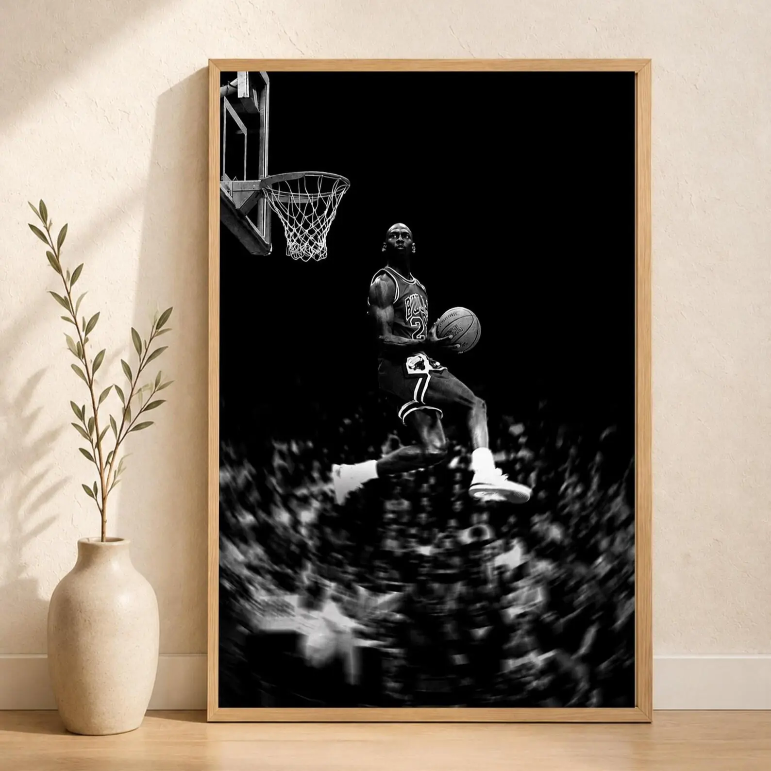 Michael Jordan Dunk Poster - Black and White Motivational Basketball Art, Home Decor Sports Print