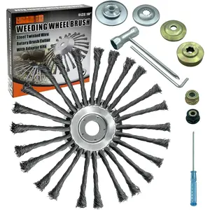 10 Inch Steel Wire Weed Wheel Brush Cutter Trimmer Head, Weed Trimmer Head for Weed Eater,Brush Cutter,Weed Wrackers, Compatible with Husqvarna, Sthil, Moss Grass Rust Removal