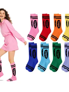 Women's Colorful Striped Socks, Soft & Comfortable Design, Perfect for Daily Wear, Stylish Women Footwear Accessory