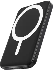 MagSafe Battery Pack 5000mAh, Magnetic Power Bank with 20W PD Fast Charging, USB-C Cable & Wireless Charging Support, Compatible with iPhone 12–17 Series, Black