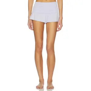 LUNYA Soft Modal Rib Fold Over Shorts in Quiet Lilac
