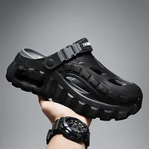 【Exclusive gift】Men's Summer Slippers Outdoor Teenagers Thick Sole Height Increasing Driving Dual Use Closed Toe Cool Hollow Shoes