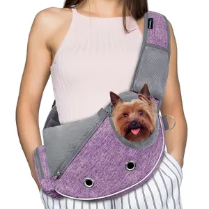 PetAmi Dog Sling Carrier for Small Dogs, Puppy Carrier Sling Purse, Dog Bags For Traveling, Carrying Bag to Wear Medium Cat, Adjustable Crossbody Pet Sling Pouch Travel, Poop Bag Dispenser, Max 10 lbs