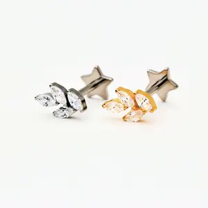 Internally Threaded | Mini Leaf Flat Back Titanium Stud Earring