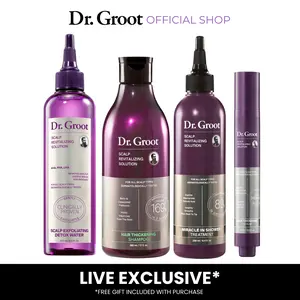 Dr. Groot Revitalizing Trio + Detox Water Set - Hair Thickening Shampoo, Conditioner, Serum & Scalp Detox Water for All Scalp Types and Color-Treated Hair