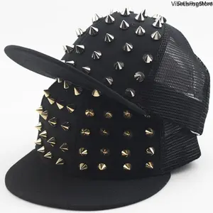 Punk Rock Rivet Flat Hip Hop Stud Baseball Cap - Statement Cap, Hats, Bold Stylish Design, Unique Rivet Detailing for Men, Daily Fashion Accessory