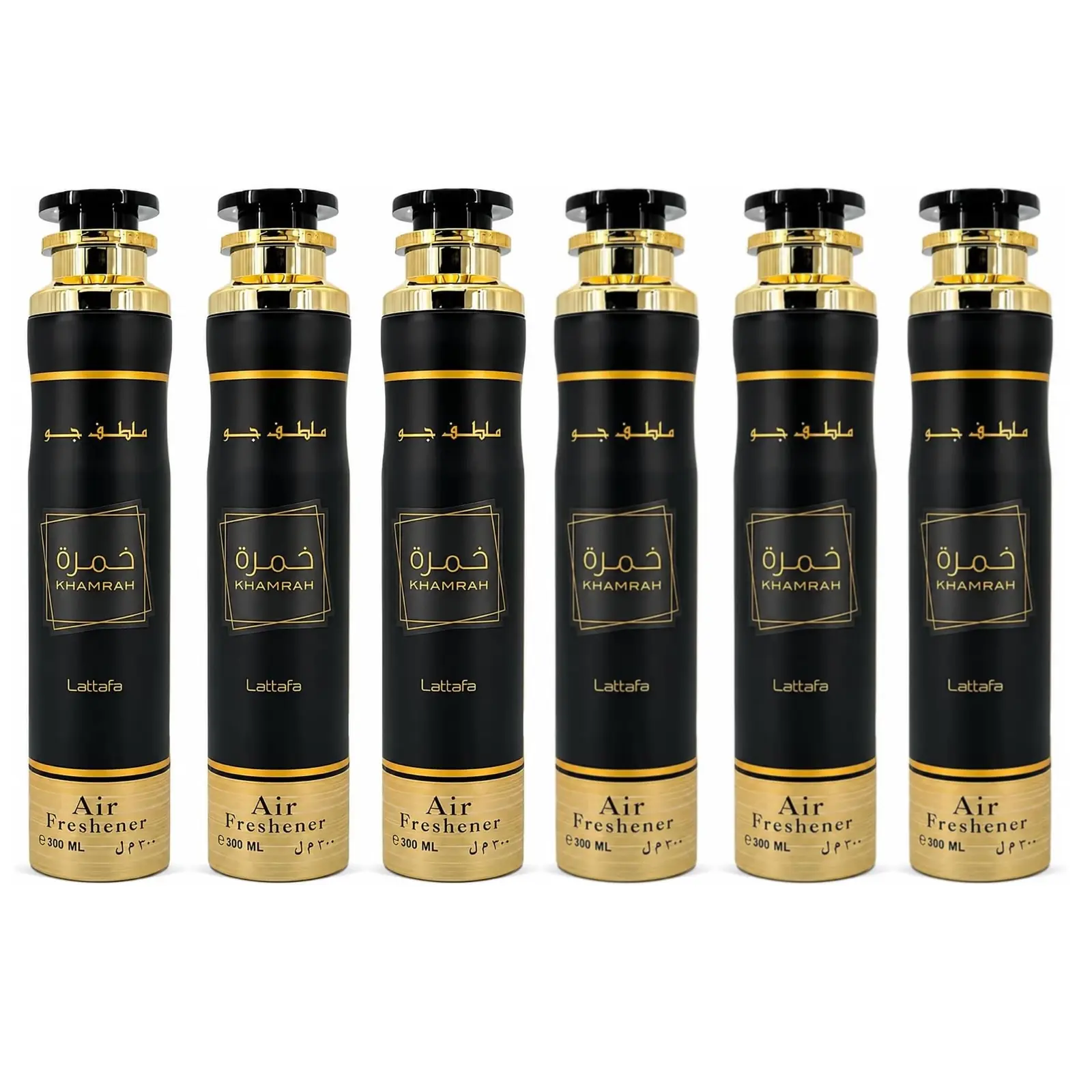Lattafa Khamrah Air Freshener 6 Pack Bundle Set – Sweet Spicy Vanilla Amber Scented Home & Car Freshener 300 ML, Gourmand, Aroma