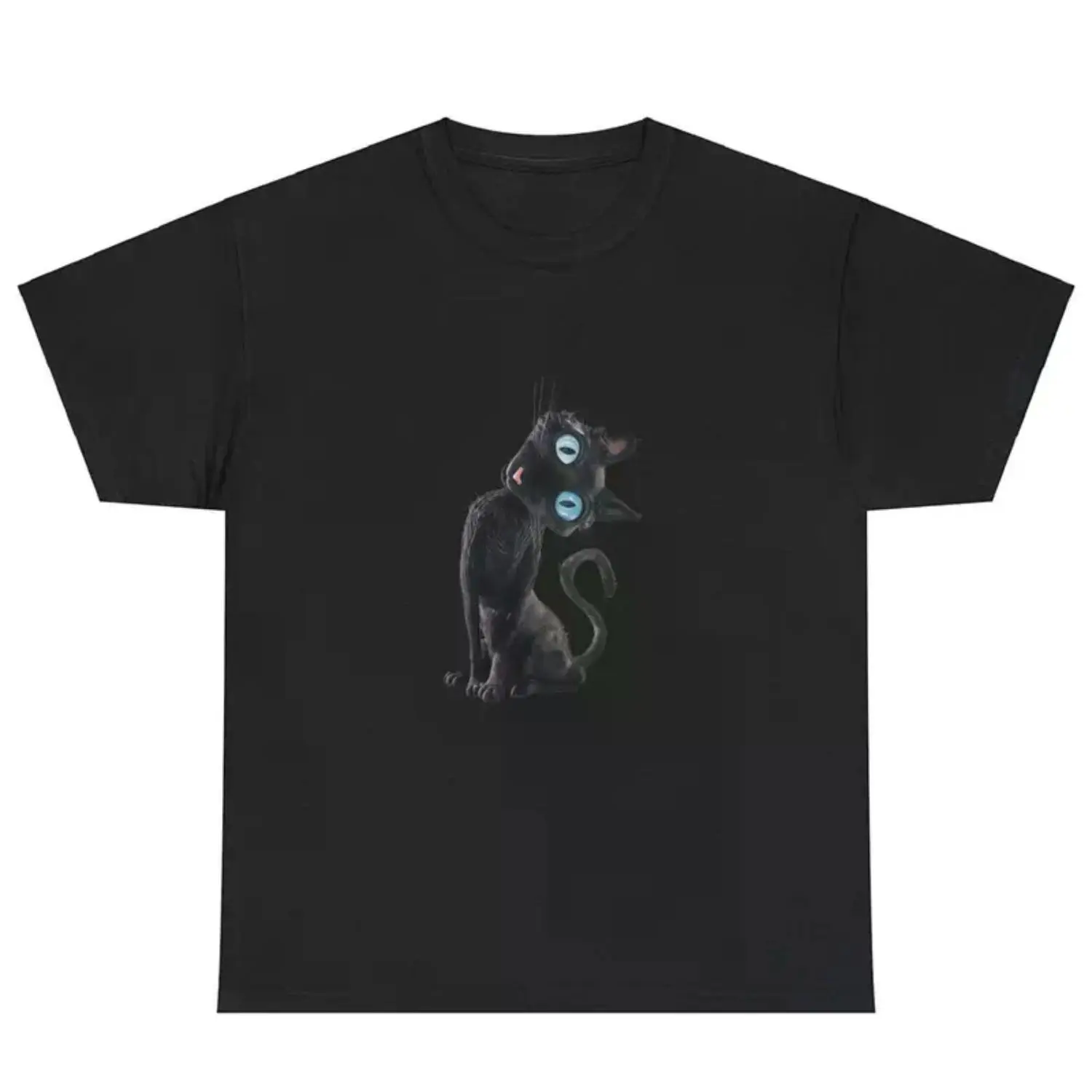 Coraline-Inspired Black Cat Women's Vintage Tee – Cat Lover's Crewneck Shirt, Available in Regular Sizes – Refer to Size Chart