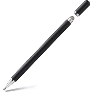 Stylus Pens for Touch Screens, 2 in 1  Disc & Fiber Tip Stylus Pen for iPad with  Cap, Compatible with  Touch Screens - Free Replacement Disc Tips, Black