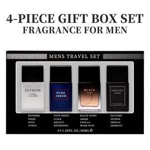 4-Piece Set, Men's Eau De Toilette Spray Gift Box, Long Lasting Fragrance, 4 Different Flavor, Perfect For Holiday Gifts, Dating, Daily Life, Parties, 1.02 Fl Oz/bottle