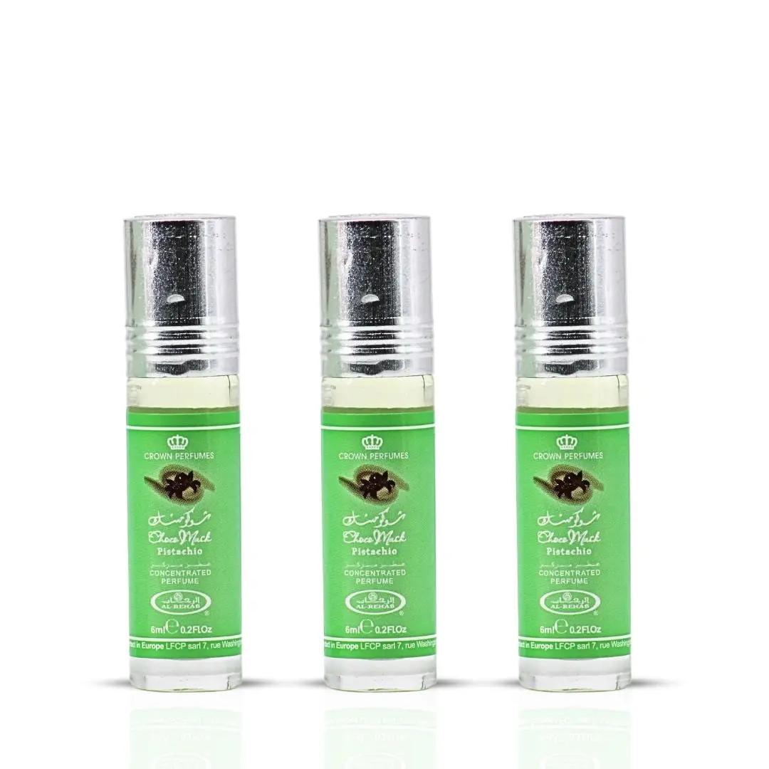 Choco Musk Pistachio Perfume Oil CPO 6ML (0.2 OZ) by Al Rehab | A Nutty Temptation Too Good to Resist (Pack of 3)