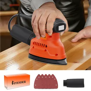 KITESDER 15000 RPM Multi-Function Detail Sander 150W Corded Electric Palm Sander with Dust Collector Compact Design 3-Position Grip Includes Sandpapers for Woodworking Furniture Finishing DIY Projects