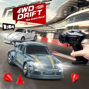 1:64 Mini Remote Control Drift Car 4wd with Cool Lights, Fun Desktop Racing Toy for Ages 8+, Requires 2 Aa Batteries, RC Drift Car