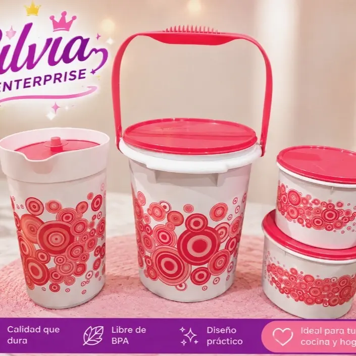 Juego de  productos Tupperware   Cuberos de 8.5 litros junvo jarra de 4 litros o S y set de botes herméticos con capacidad de 1.75 L y 2.25 L