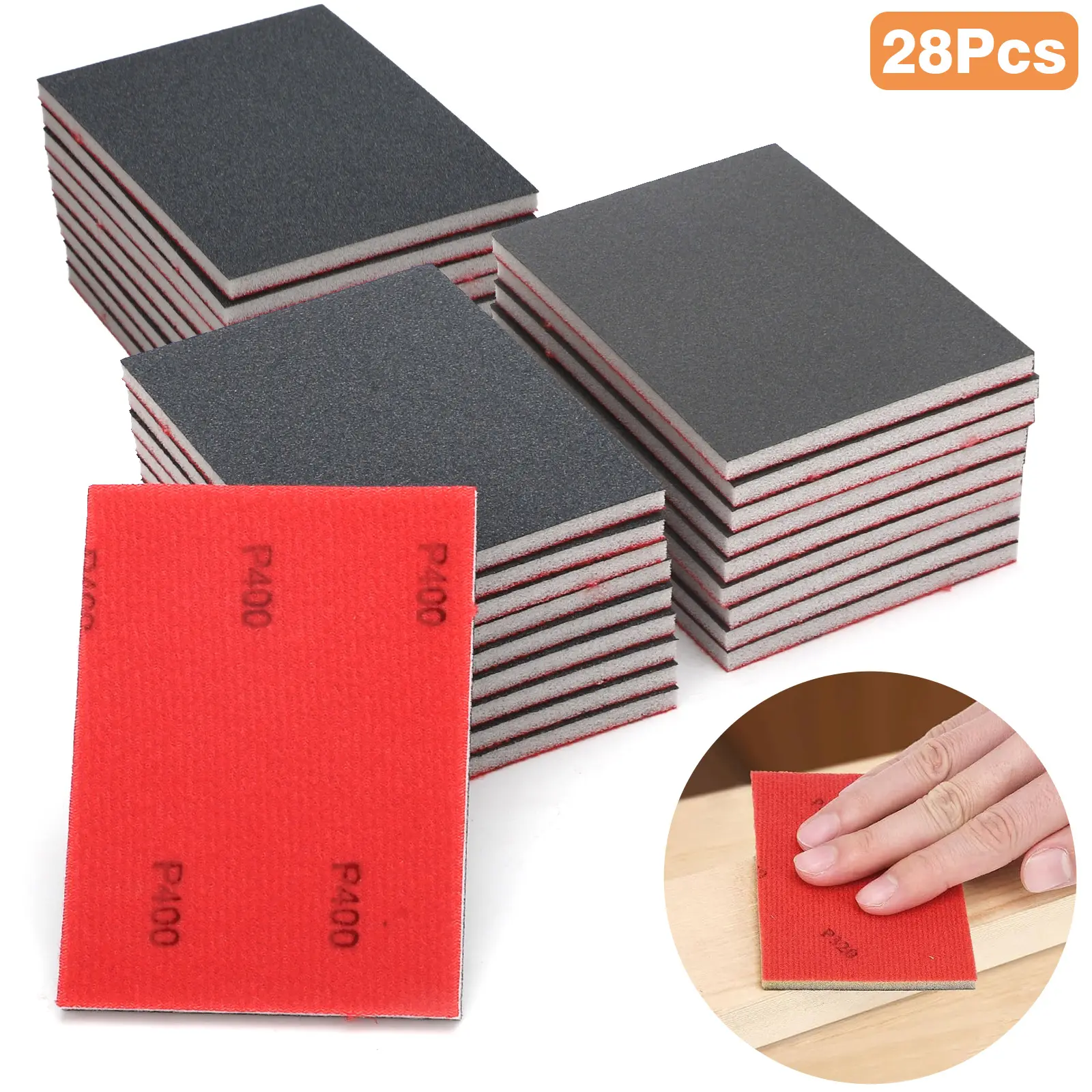 28Pcs 180-3000 Grit Sanding Sponge Pads Set - Wet/Dry Use Sponge Blocks,9 Multi-Grit Sanding Sponges,Sandpaper for Model Wood Plastic Stone Furniture Polishing tool